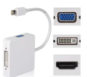 hdmi vers vga adaptateur 3 dans 1 Suppliers-Adaptateur 3-en-1 Mini DP vers HDMI, DVI, VGA, thunderbolt, convertisseur de câble pour Apple MacBook Pro Air mini