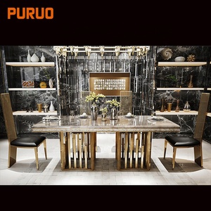 Luxury Restaurant <strong>Leather</strong> Gold Stainless Steel High Back <strong>Dining</strong> <strong>Chair</strong> Banquet <strong>Chair</strong> - Product Image 5