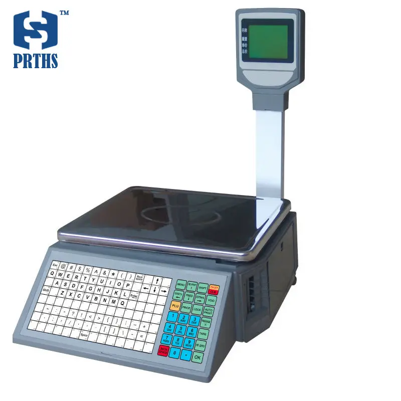 30kg Commercial Food Retail Deli Scales with Label Printer with PLU key