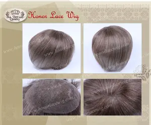 HT2 #64 lace base men's toupee men replacement system brown color 40% gray hair NewImage color ring customized size #540