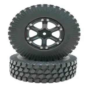 1/10履带式遥控汽车车轮和轮胎6辐条橡胶轮胎，带塑料轮辋2pcs (210129)，用于爬行汽车