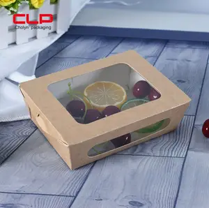 CLP กล่องกระดาษคราฟท์แบบกำหนดเอง,กล่องใส่สลัดผลไม้กล่องกระดาษห่ออาหารสำหรับซูชิ