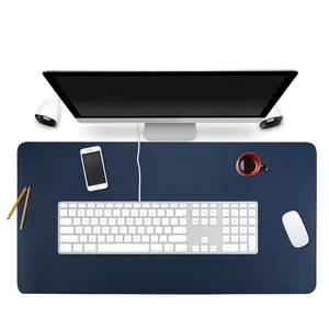Alas Meja Kerja Kantor Besar Kustom Kulit Lebar Penuh Tahan Air Perpanjangan Mouse Laptop Komputer Alas Meja Kerja untuk Meja Kopi