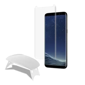 Chegada nova Completa Cola UV CONDUZIU A Lâmpada 3F Vidro Curvo Temperado Vidro Protetor de Tela Para Samsung Galaxy S10 S10 + nota 9 S9