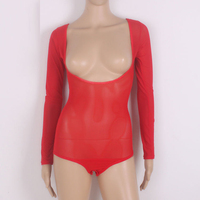 Combinaison en maille transparente sexy à manches longues avec bouton pour la danse du ventre, chemisiers de base pour femmes