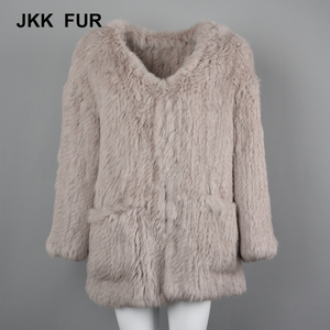 Mujeres conejo Real escudo Primavera de punto abrigo precio barato señoras chaqueta caliente gruesa - Product Image 2