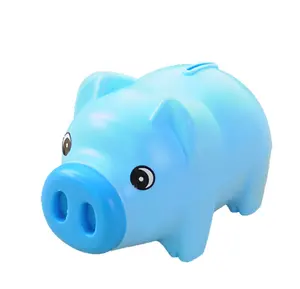 lovely cartoon pig shape plastic saving box coin piggy bank