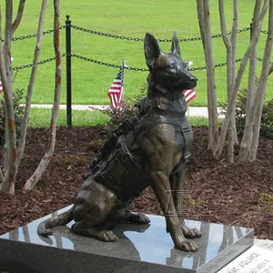 Hot Casting Outdoor Decorative Animal Sculpture German Shepherd Dog Bronze Statues