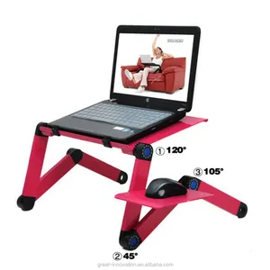 Verstelbare Aluminium Computer Bureau Opvouwbare Laptop Stand Draagbare Laptop Tafel Met Grote Ventilator En Muismat