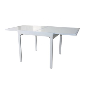 <span class=keywords><strong>Mesa</strong></span> de <span class=keywords><strong>comedor</strong></span> de diseño moderno con tapa de vidrio templado <span class=keywords><strong>y</strong></span> marco de <span class=keywords><strong>acero</strong></span> con extensión telescópica para cocina, sala de estar u oficina - Product Image 6