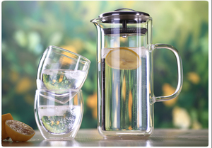 1100Ml Lớn Cao Borosilicate Đôi Tường Handmade Tùy Chỉnh Thủy Tinh Bình Bình Bình Nước Và Cốc Với Thép Không Gỉ Nắp - Product Image 6