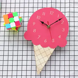 Forma de helado de regalo de dibujos animados colorido encantador de la pared reloj para niños