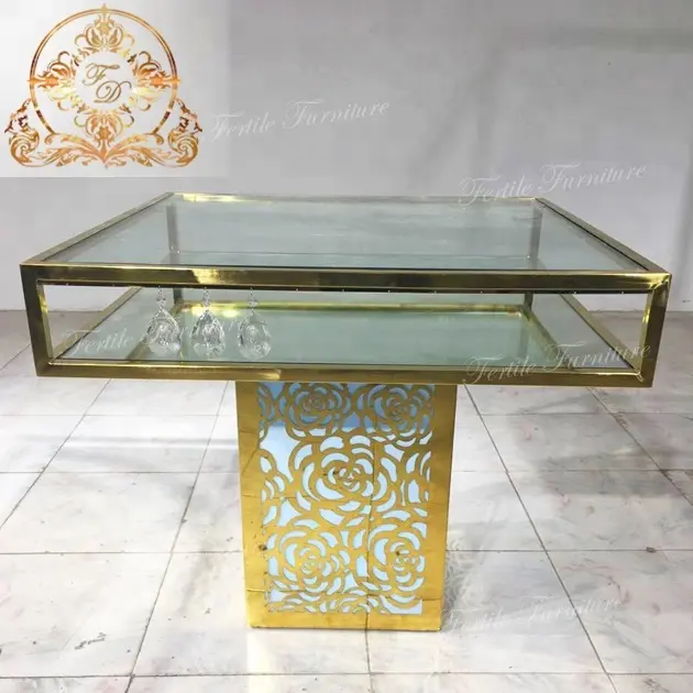 New Design Clear Glass Decorate Display Wedding Cake Table