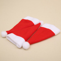 Mini-capsules décoratives en peluche pour bouteilles de vin, chapeaux de Père Noël rouges et blancs, décorations de fête de Noël, porte-couverts décoratifs