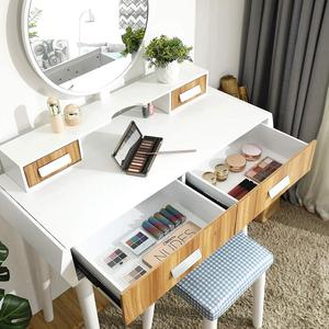 2019 Nouvelles Filles De Conception de meubles de <span class=keywords><strong>chambre</strong></span> à coucher <span class=keywords><strong>Dressing</strong></span> maquillage Table <span class=keywords><strong>Bureau</strong></span> avec Tabouret et Miroir - Product Image 4