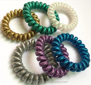 Paillettes De haute Qualité En <span class=keywords><strong>Spirale</strong></span> En <span class=keywords><strong>Plastique</strong></span> Bandes De <span class=keywords><strong>Cheveux</strong></span> Bébé Filles Queue De Cheval Élastique Bobbles Bande - Product Image 5