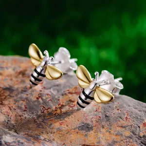 Diseñador bien 925 encantador de plata de la abeja de la miel hecho a mano joyería de pendiente