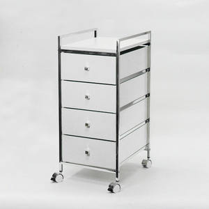 Chariot à tiroirs de rangement en plastique couleur bois à 4 niveaux - Product Image 2