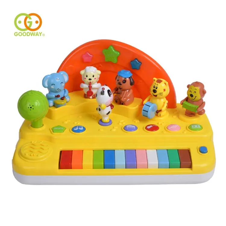 Funny Animal Design Plastic Baby Musical Toy Piano With Light