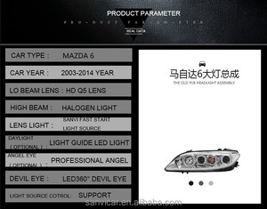 SANVI Bi faros de xenón para 2003-2015 <span class=keywords><strong>MAZDA</strong></span> <span class=keywords><strong>6</strong></span> de alta-baja de la luz de la lente del proyector con los ojos de Ángel linterna del coche de la Asamblea - Product Image 3