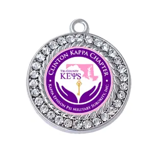Nueva llegar clinton kapp capítulo de la sociedad griega ka epsilon psi militar hermandad ronda de esmalte de joyería de diamantes de imitación Accesorios