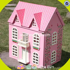 En iyi tasarım pembe ev oyuncaklar ahşap dollhouse yüksek kaliteli pembe ev oyuncaklar ahşap dollhouse kızlar için W06A020