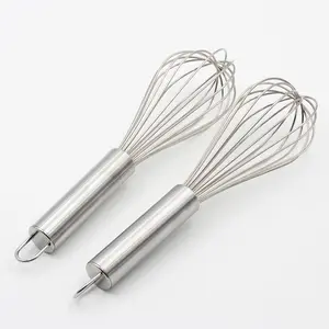 8 "יד לדחוף למטה נירוסטה חוט מטבח Whisk כלים ביצת מקצף עבור בית