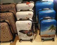 3 pc ensemble TSA Serrure 4 roues ABS PC hardside papillon imprimé sur valise