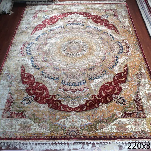 red 7 x 10ft 260 lines turkish knots 100% handmade silk wedding carpets hand knotted perisan designer decorative area rugs hali