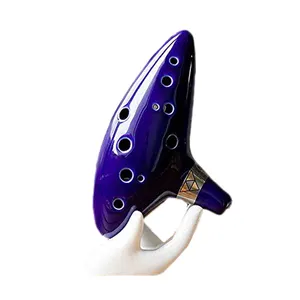 Flauta de cerámica hecha a mano para decoración del hogar, instrumento azul de 12 agujeros, ocarina, OEM, gran oferta