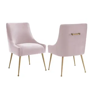 French style modern design nordic fabric wedding dining tables chairs furniture sets metal leg velvet dining chairs