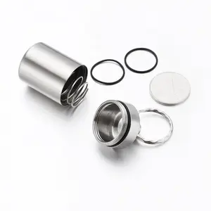 Portable Stainless Steel Pill Fob Waterproof High Capacity Medicine Dry Box Pocket Coin Holder Keychain