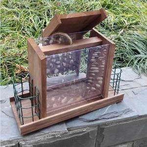 Mangeoire à graines d'oiseaux en bois suspendue avec fenêtre en acrylique, offre spéciale - Product Image 4