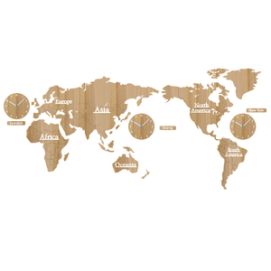 Horloge murale silencieuse créative nordique 2023, <span class=keywords><strong>carte</strong></span> du <span class=keywords><strong>monde</strong></span> 137 cm, grande horloge murale décorative moderne en bois pour la maison - Product Image 3