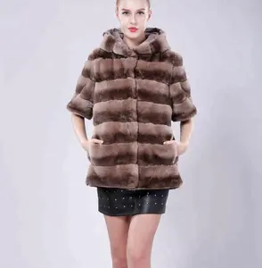 Topshop Nữ Dài Tay Bất Rabbit Fur Coat Với Fur Hood