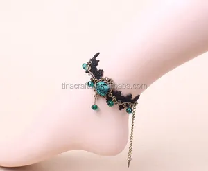 wholesale Fashion design handmade fancy lace rose flower wrap foot jewelry