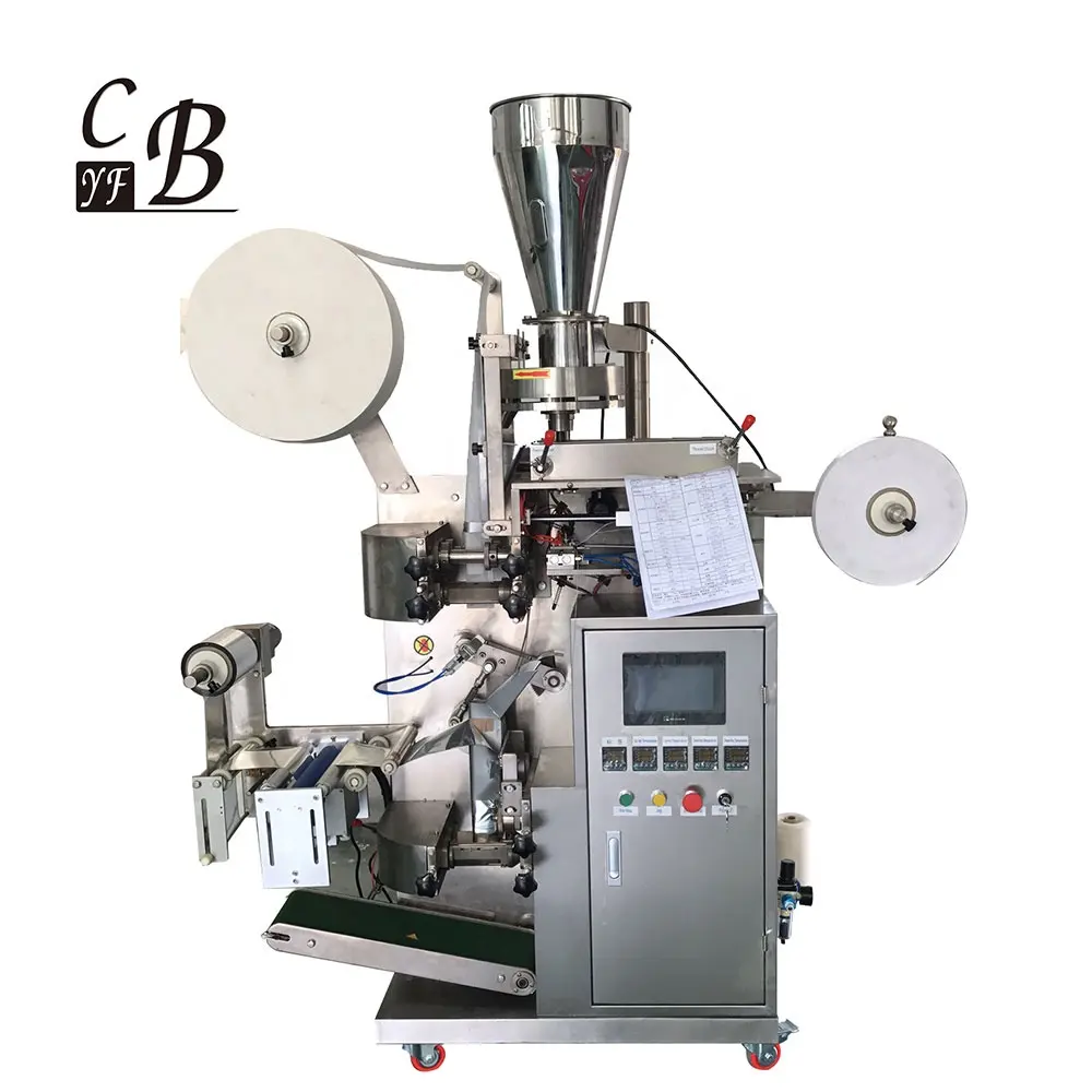 Fully automatic outer and inner tea bag with thread and tag packing machine manufacturer machine