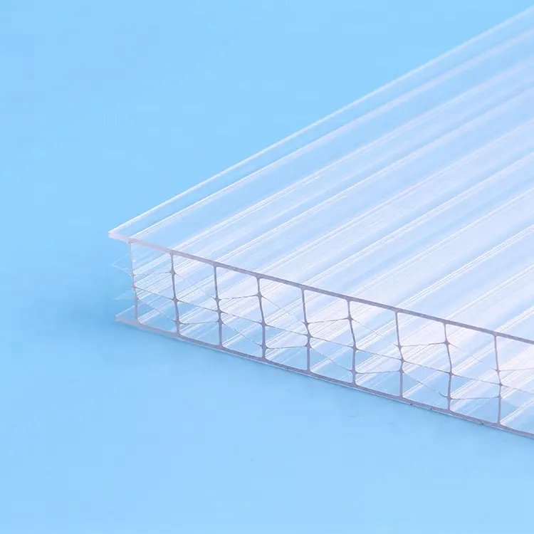 100% PC malzeme Anti UV şeffaf içi boş polikarbonat levha bina tavan için