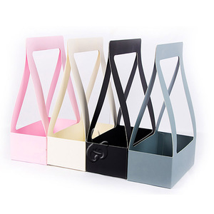 Custom Logo Luxury Portable Paper Flower Box Waterproof Bouquet Box Packaging Rose Florist Box With Handle