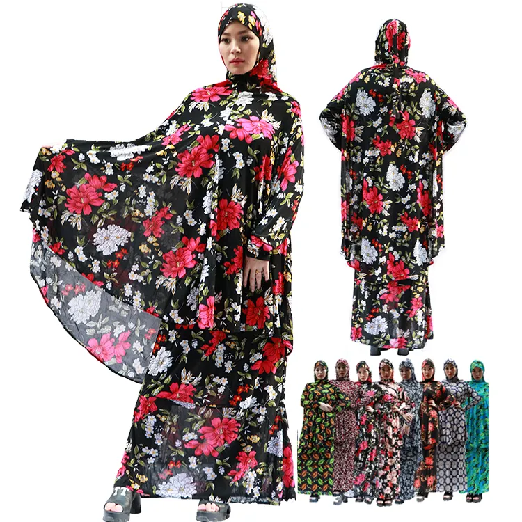 2021 New Women Silk Floral Ab Days 24sets Adults 12 Colors Mixed Abaya Robe Muslim 2 Piece Abaya Robe Middle East 2