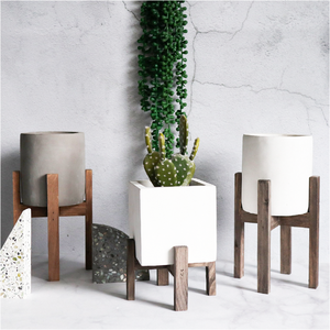 Vaso per Fiori in <span class=keywords><strong>Cemento</strong></span> Ecologico Stile Europeo all'Ingrosso per Piante Grasse e Cactus con Supporto in Legno Blu e <span class=keywords><strong>Bianco</strong></span> Confezione in Cartone - Product Image 4