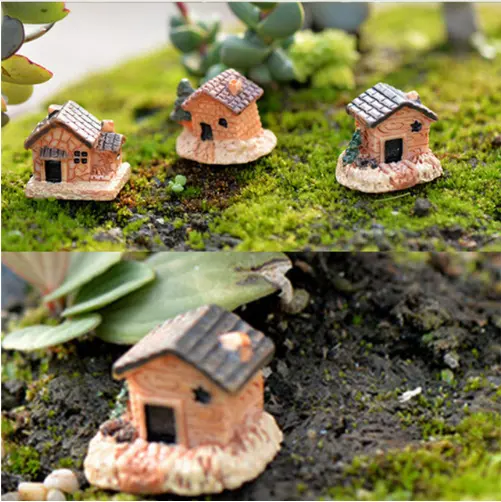 Mini Small House Cottages DIY Toys Crafts Figure Moss Terrarium Fairy Garden Ornament Landscape Decor