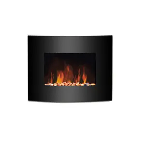 Wall mounted electrical led fireplace heater with glass panel 2000W