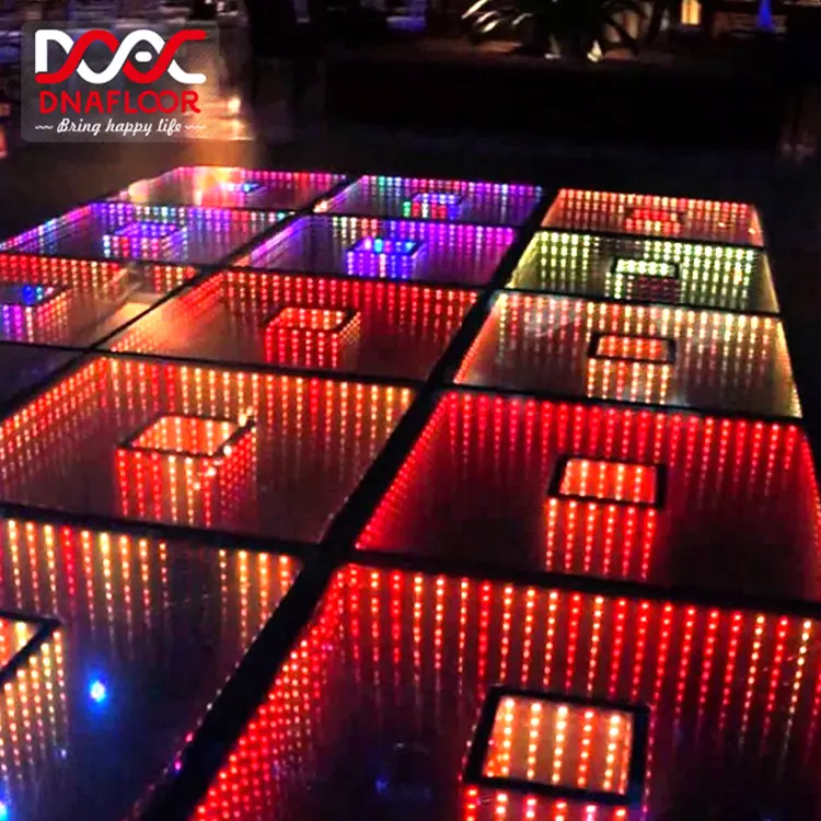 Night Club Bar Kính 3d 8X8 Vô Hạn Vô Cực Gương Led Sàn Nhảy