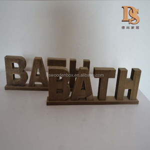 Style europé<span class=keywords><strong>en</strong></span> bricolage lettres debout <span class=keywords><strong>en</strong></span> <span class=keywords><strong>bois</strong></span> pour la maison et la salle de <span class=keywords><strong>bain</strong></span> décoration de table artisanat <span class=keywords><strong>en</strong></span> pin poli cadeau de noël religieux - Product Image 2