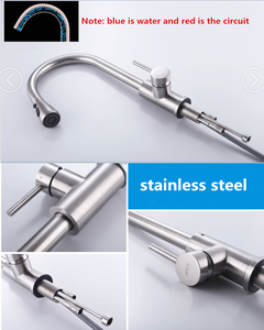 Rubinetto da <span class=keywords><strong>Cucina</strong></span> Moderno di Lusso con Doccetta Estraibile a Cascata, in Acciaio Inox 201 Nichel Spazzolato, <span class=keywords><strong>Flessibile</strong></span> per Uso Alberghiero - Product Image 4