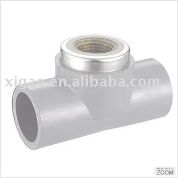 top supplier best price plastic pipe fittings upvc female tee with copper thread
