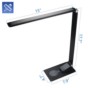 Lampe de bureau Led tactile 7W à économie d'énergie pour maison intelligente avec chargeur sans fil pour téléphone portable, lampe de Table multifonction Unique