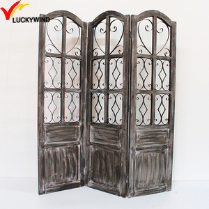 Luckywind Bản Lề Phân Vùng Cổ Điển Trang Trí Màn Hình Gập Bằng Gỗ Nguyên Khối - Product Image 6