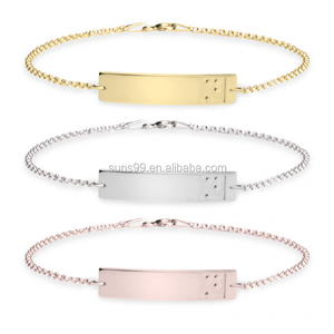 Damigelle d'onore del Regalo Data di Cerimonia Nuziale Del Braccialetto Personalizzato Nome In Acciaio Inox L'alfabeto Braille Bar Bracciale - Product Image 1